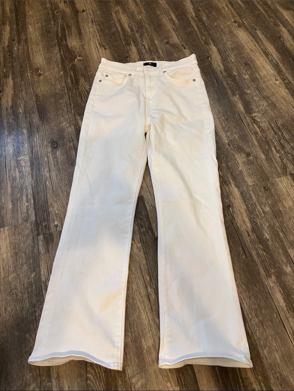 7 For All Mankind White Wide-Leg Jeans